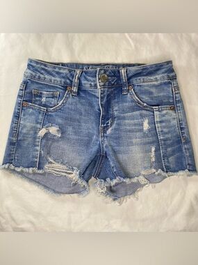 Distressed Light Blue American Eagle Jean Shorts